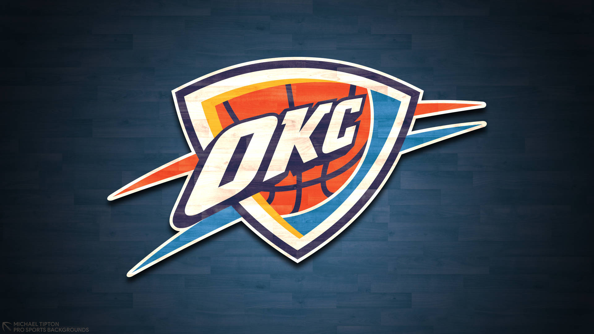 Oklahoma City Thunder Typography On Textured Blue Background