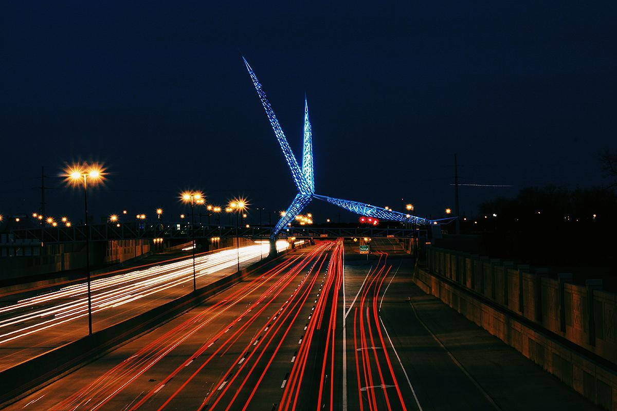 Oklahoma Skydance Bridge Night View Background