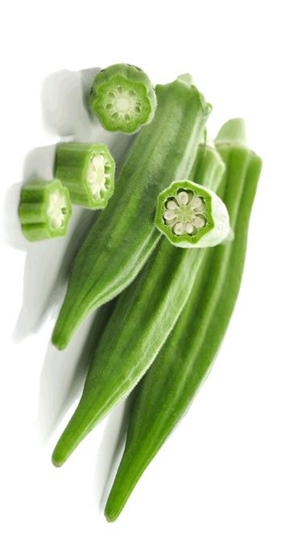 Okra Vegetable With Slices Background