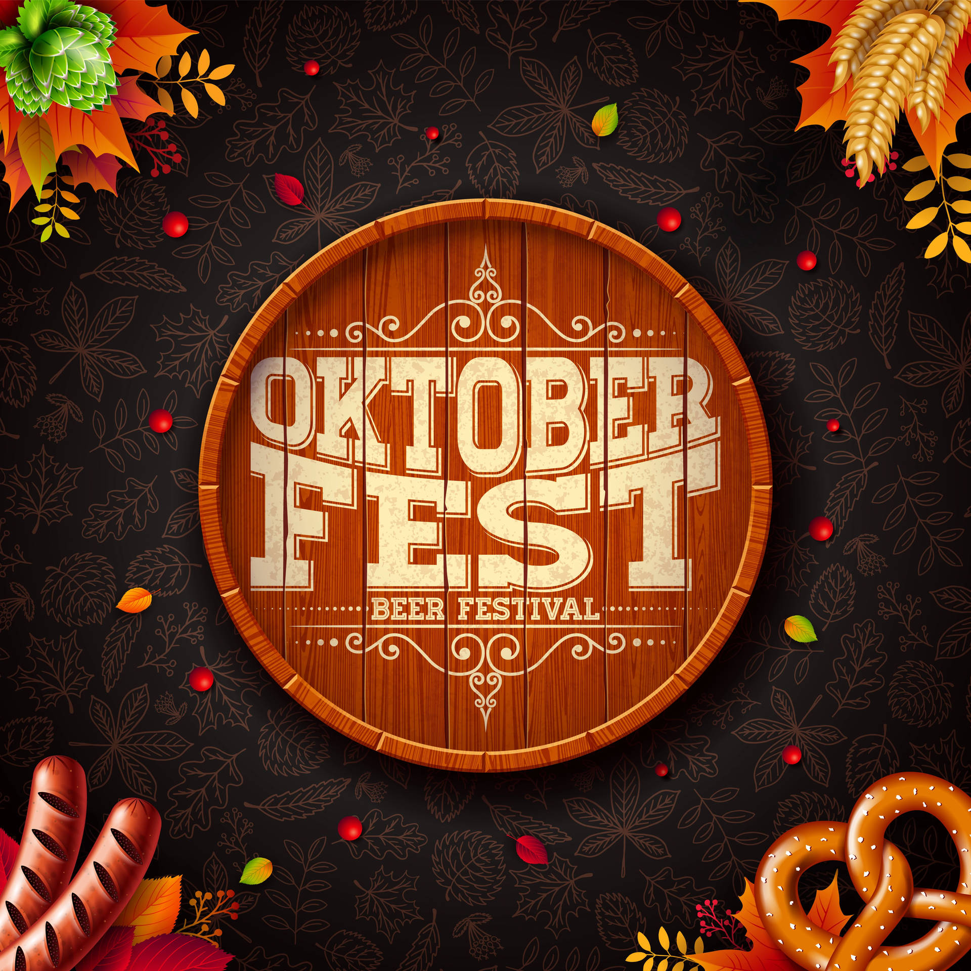 Oktoberfest Beer Barrel Art Background