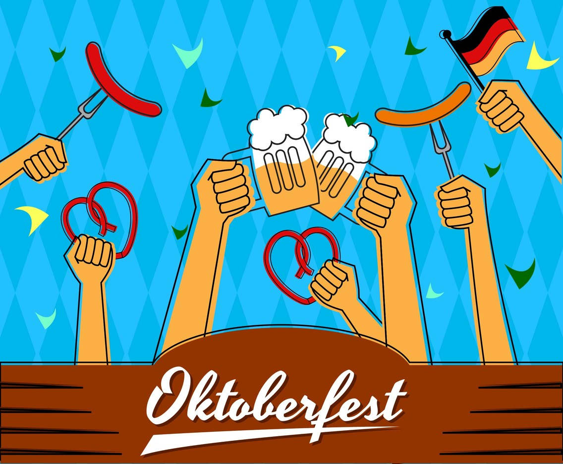 Oktoberfest Raised Hands Art Background