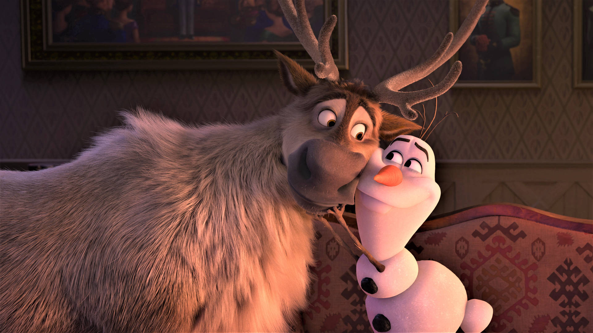 Olaf And Sven Hug Background