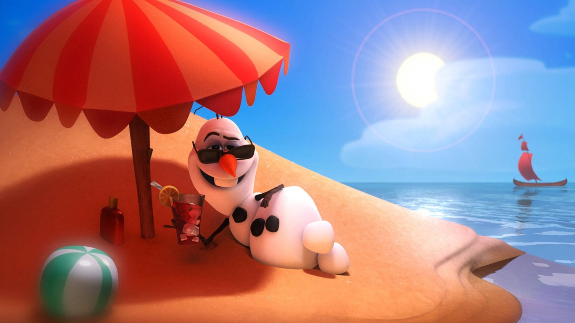 Olaf In Summer Beach Background