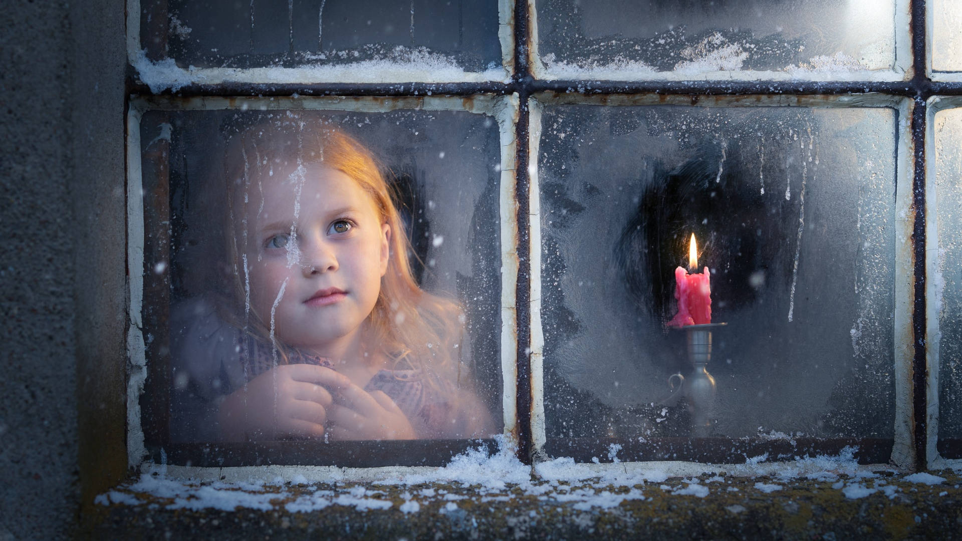 Old Aesthetic Christmas Girl Window