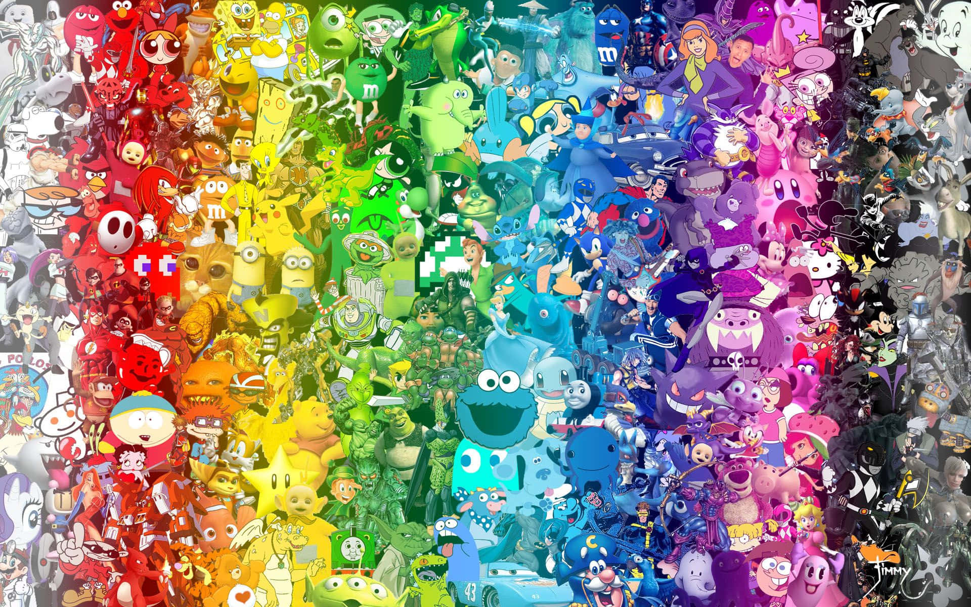 Old And New Cartoon Characters, All Together Background