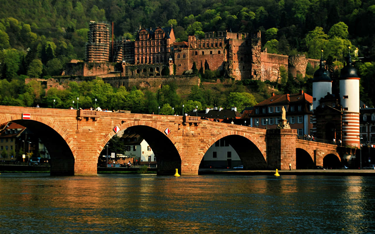 Old Bridge And Heidelberg Castle Background