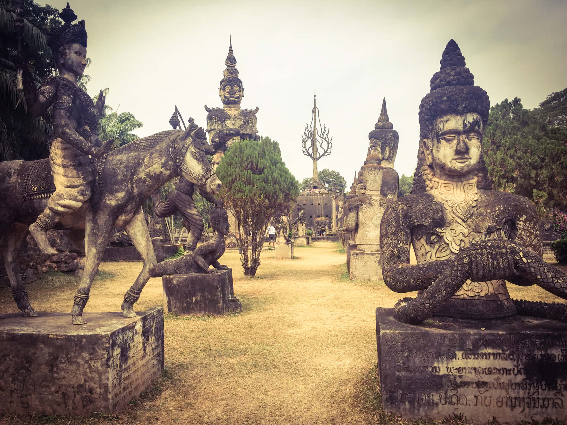 Old Buddha Park In Vientiane Background