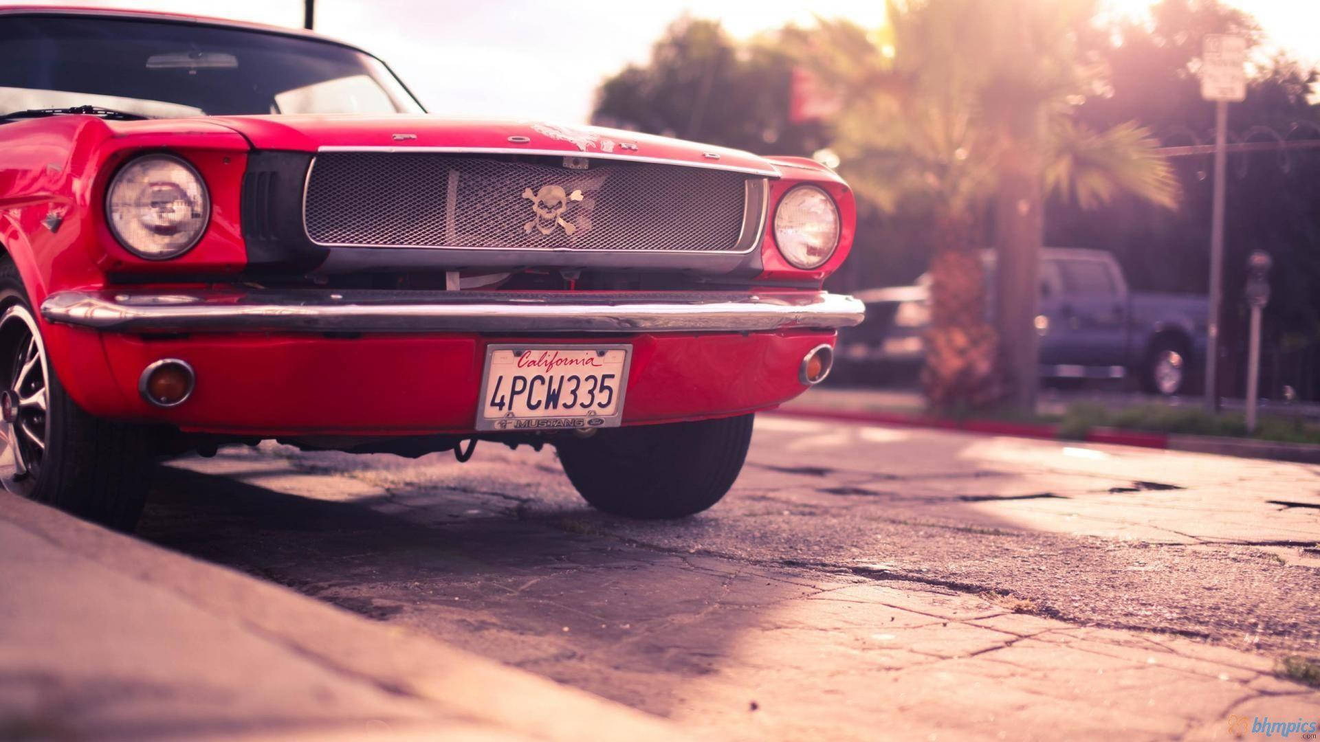 Old Car With Custom Logo Background