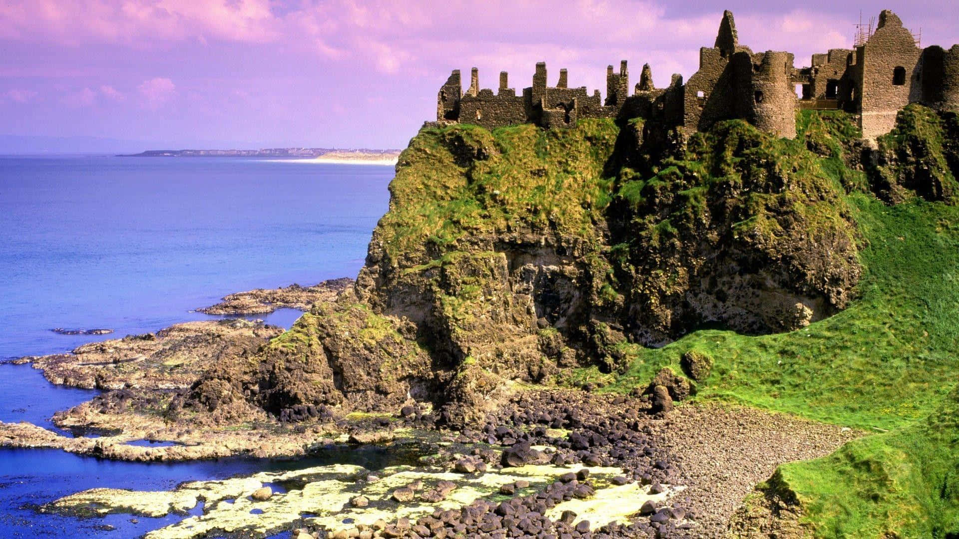 Old Castle On Cliff Ireland Desktop Background