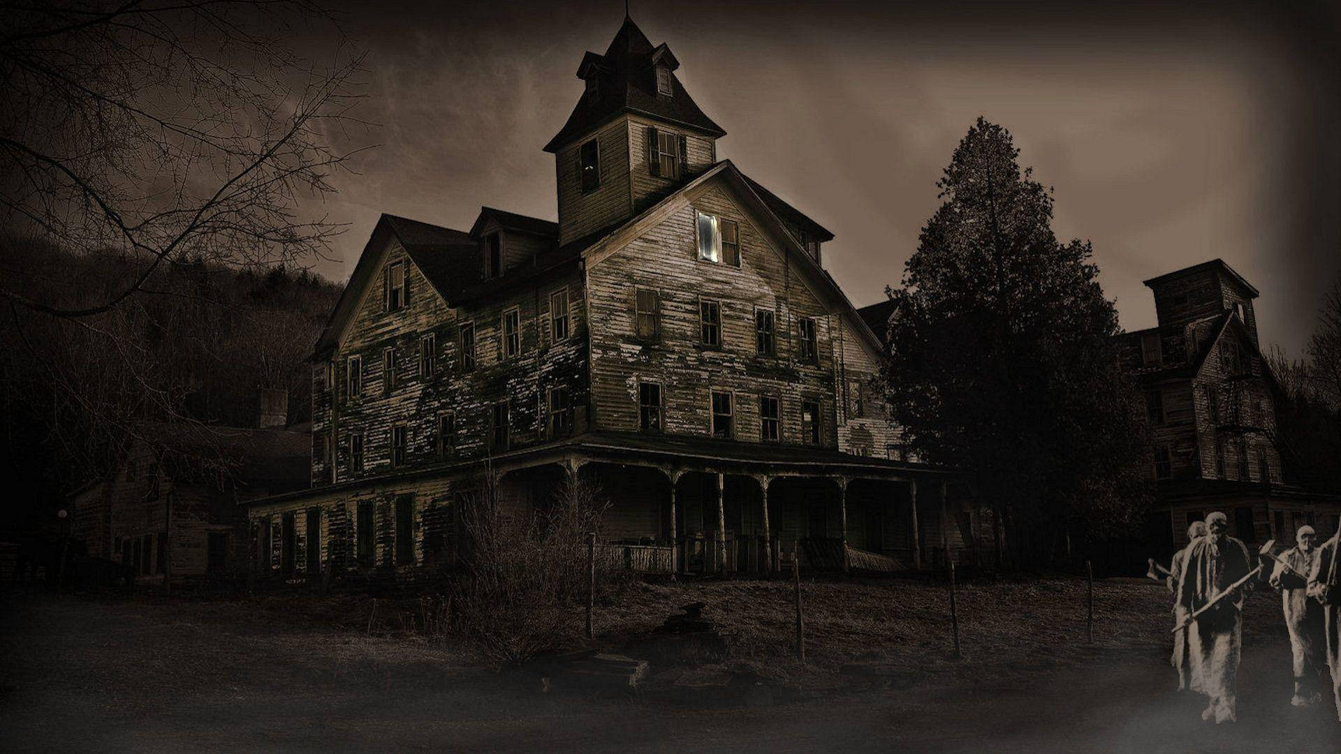 Old Haunted House With Ghosts Background