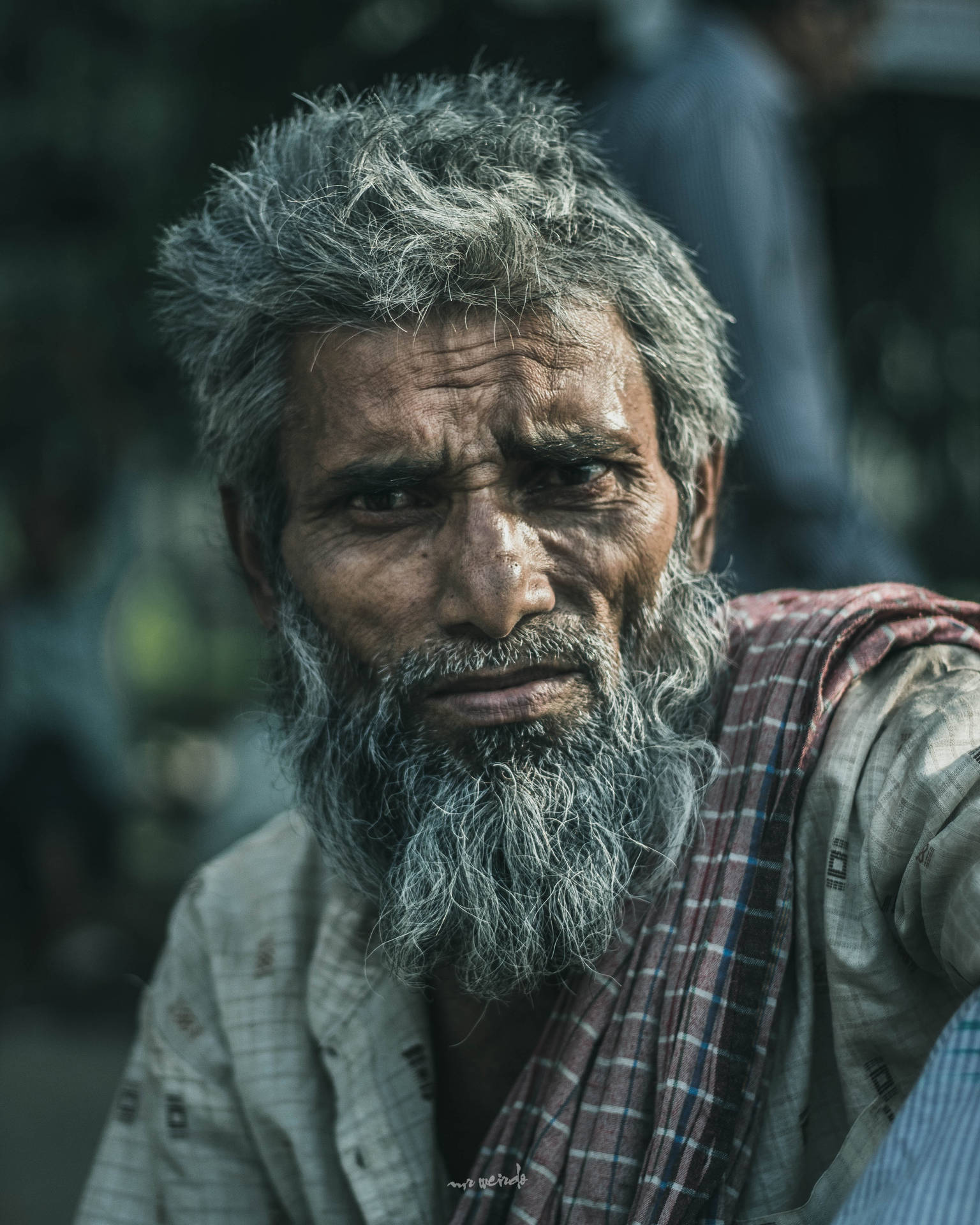 Old Indian Man Vivid Portrait Background