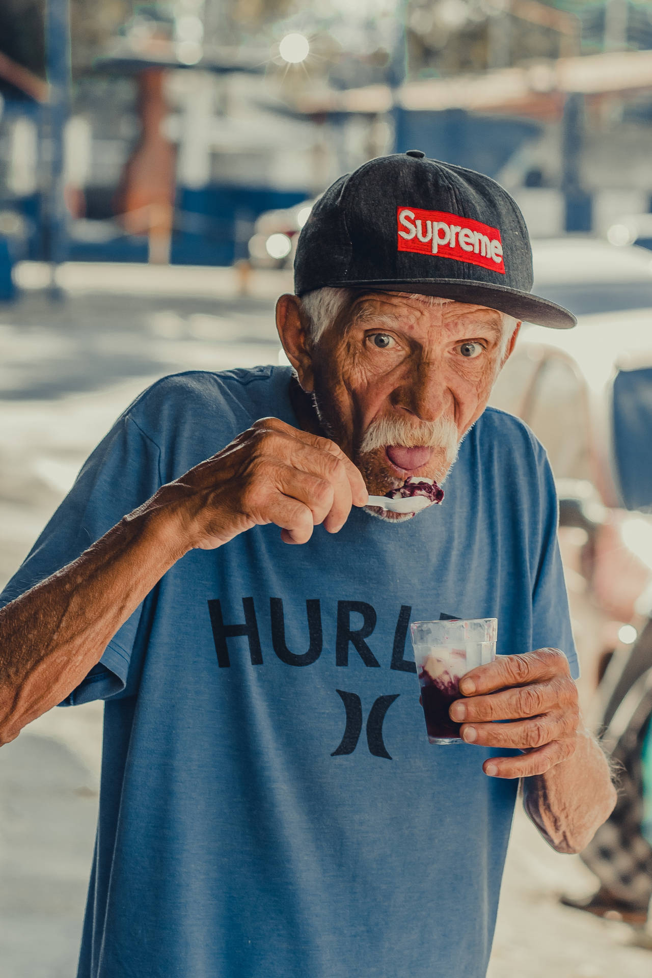 Old Man Eating Ice Cream