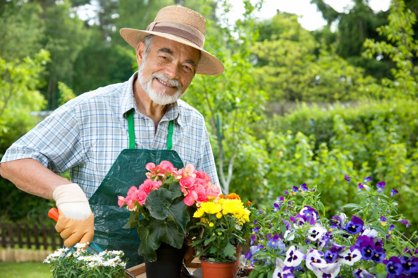 Old Man In Gardening Outfit Background