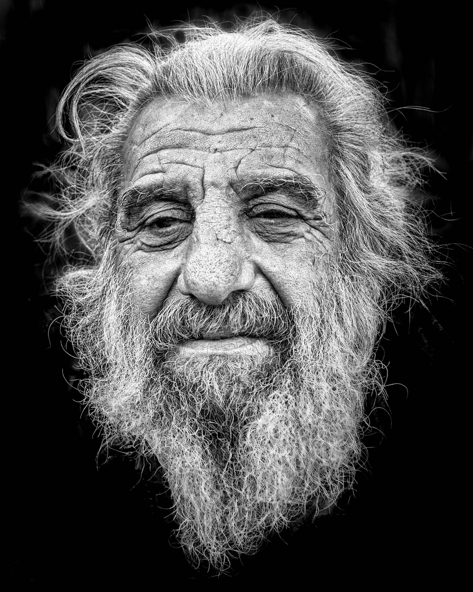 Old Man Long White Beard Portrait
