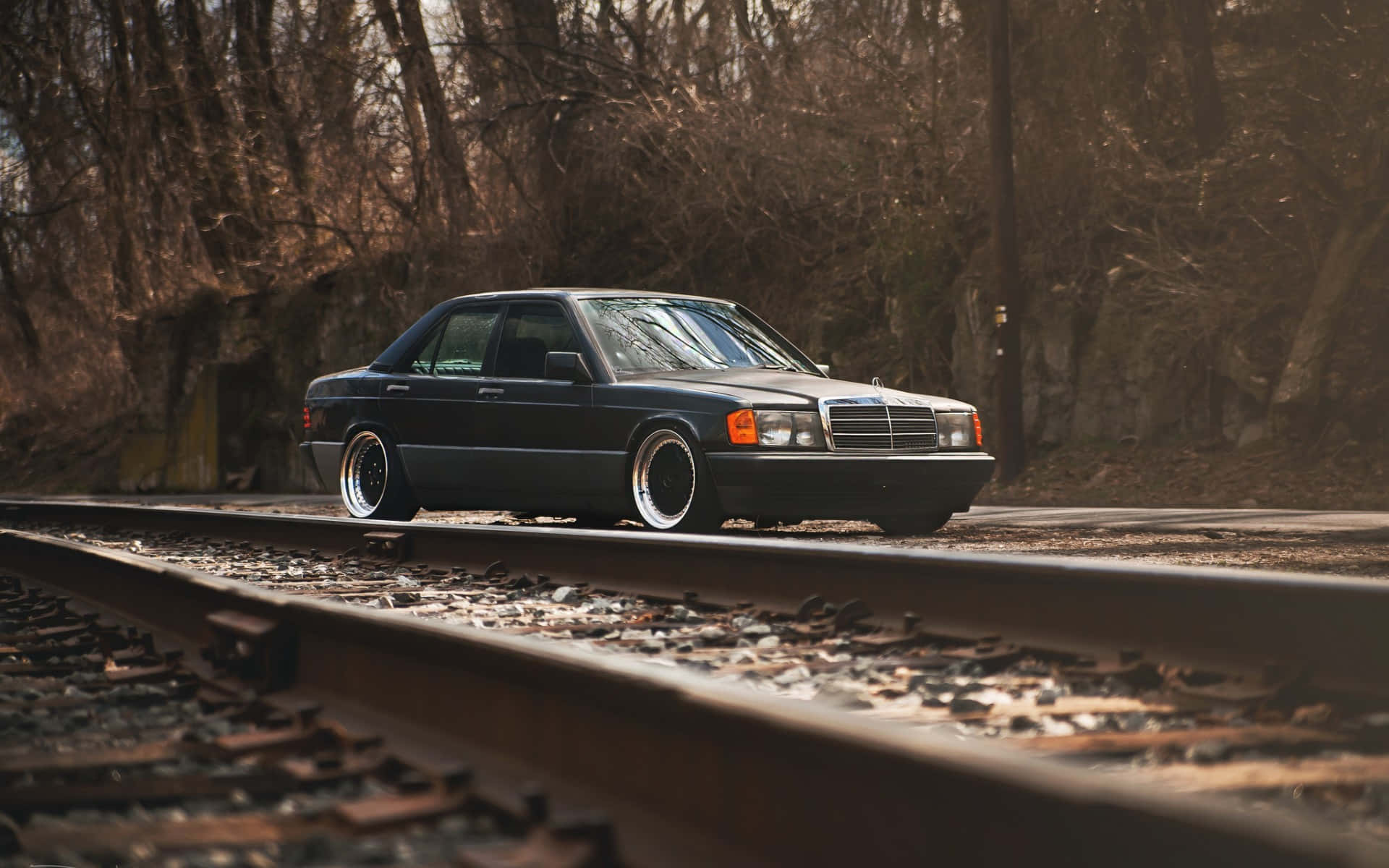 Old Mercedes W201 In Railroad