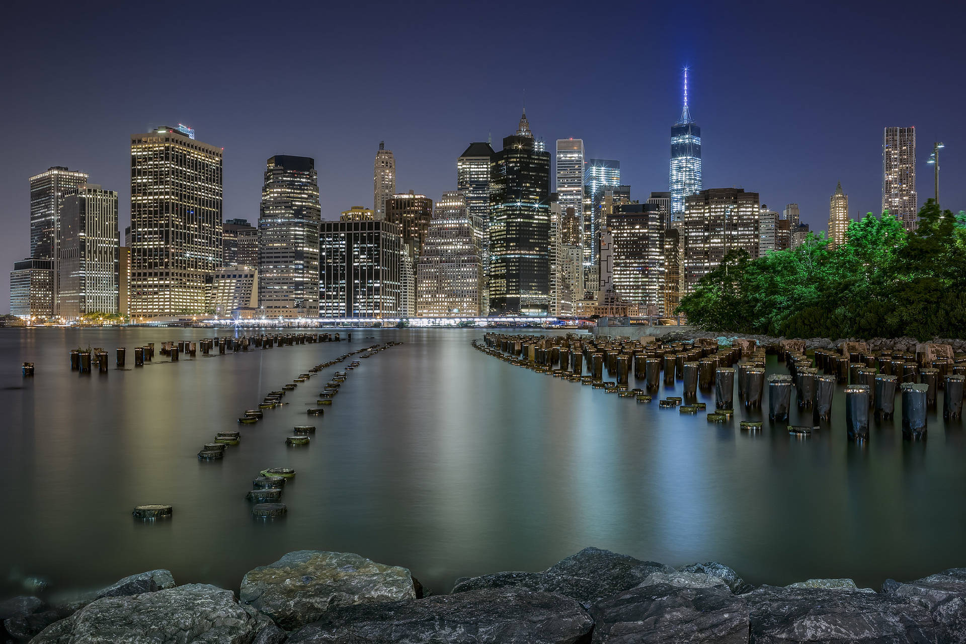 Old Pier New York City Night View Background