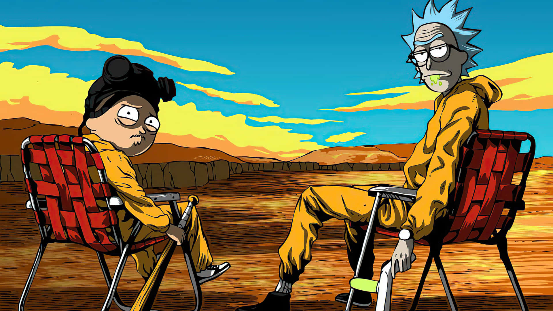 Old Rick And Morty Desert Laptop Background