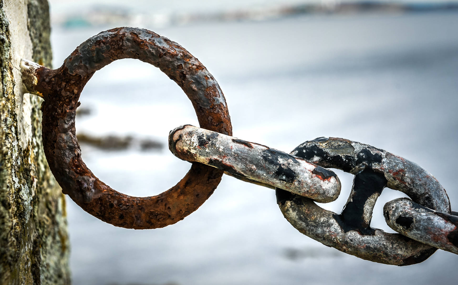 Old Rusty Iron Chain Up-close Background