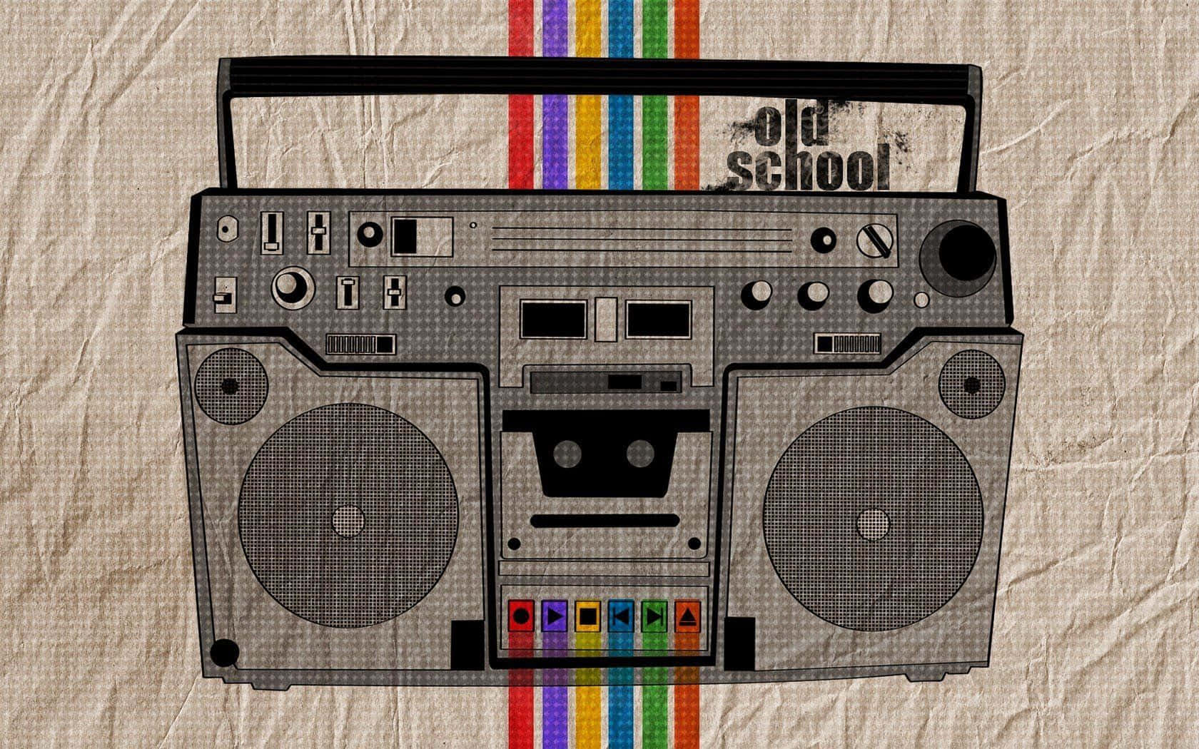 Old School Boombox Colorful Buttons Background