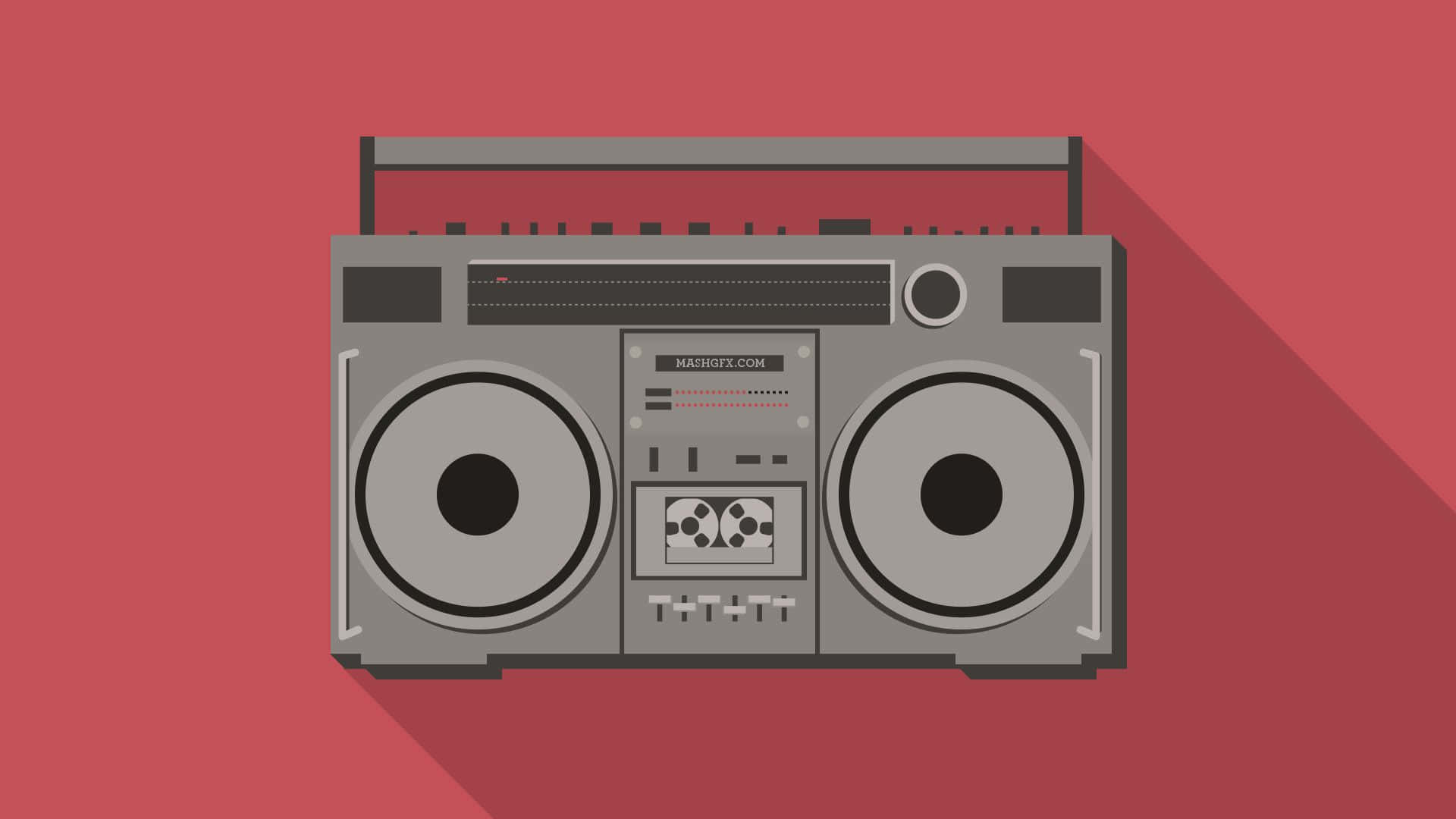 Old School Gray Boombox In Red Background