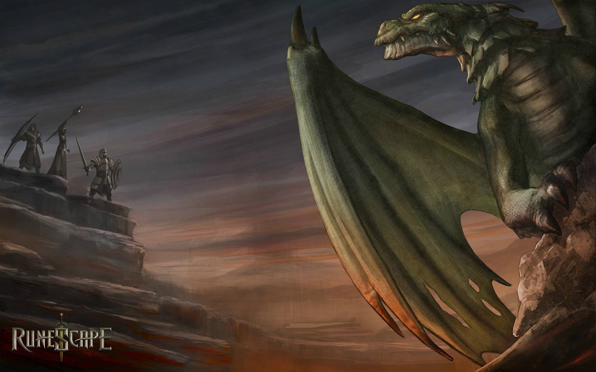 Old School Runescape Flying Dragon Background