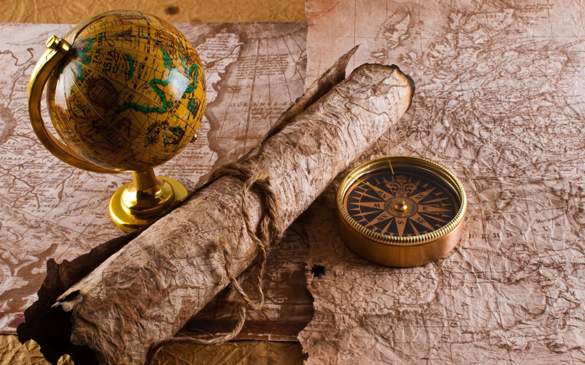 Old Scrolls And Topographic Map Background