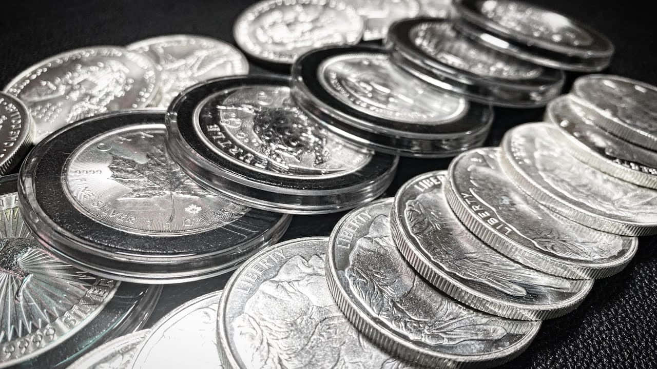 Old Silver Coins Background