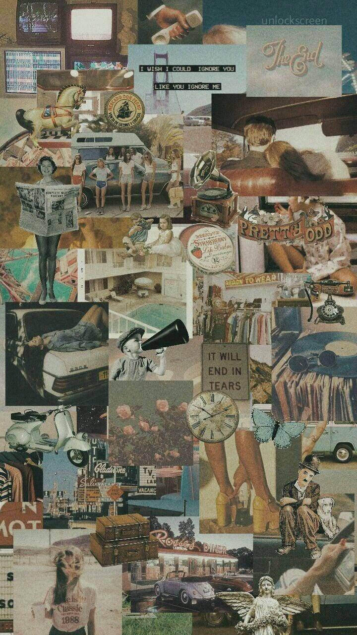 Old Things Aesthetic Collage Background