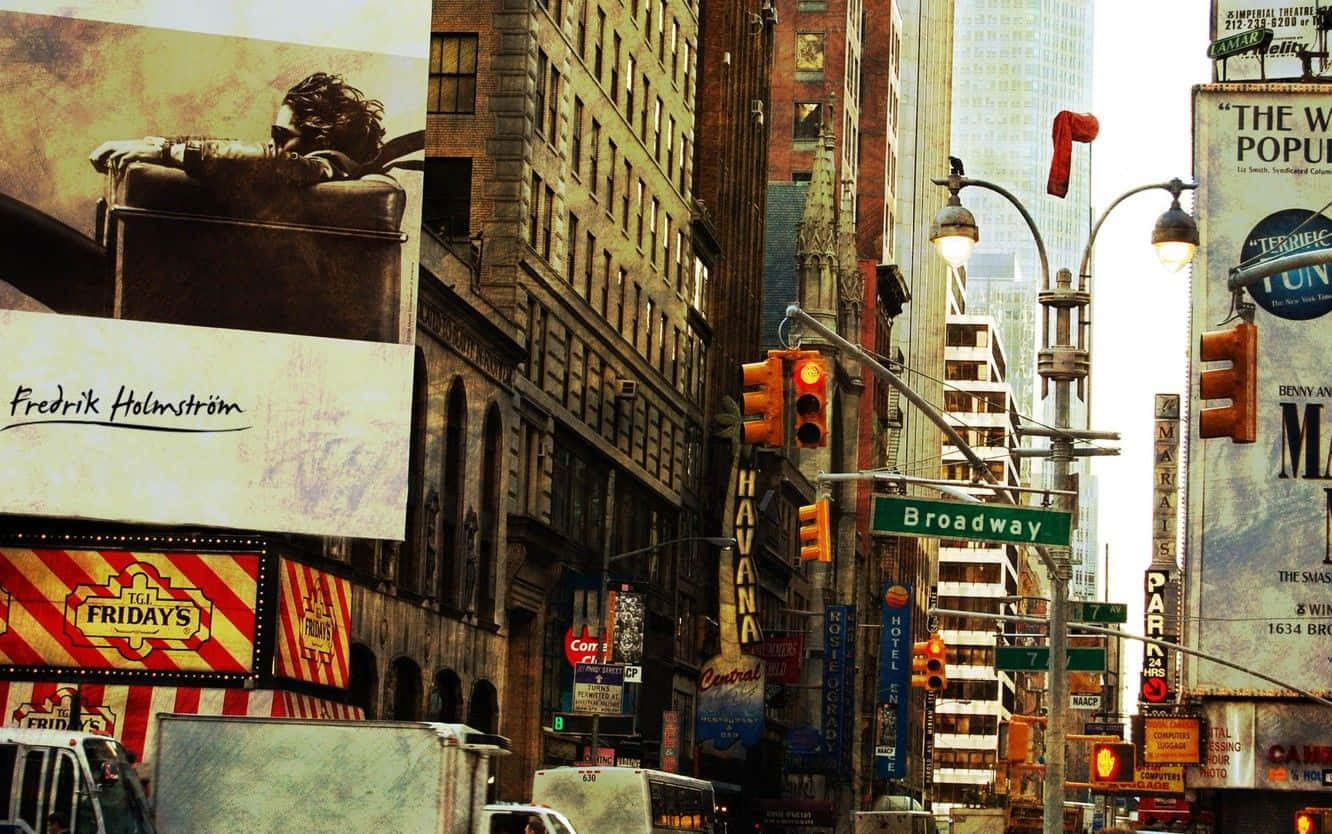 Old Times Square New York City Background