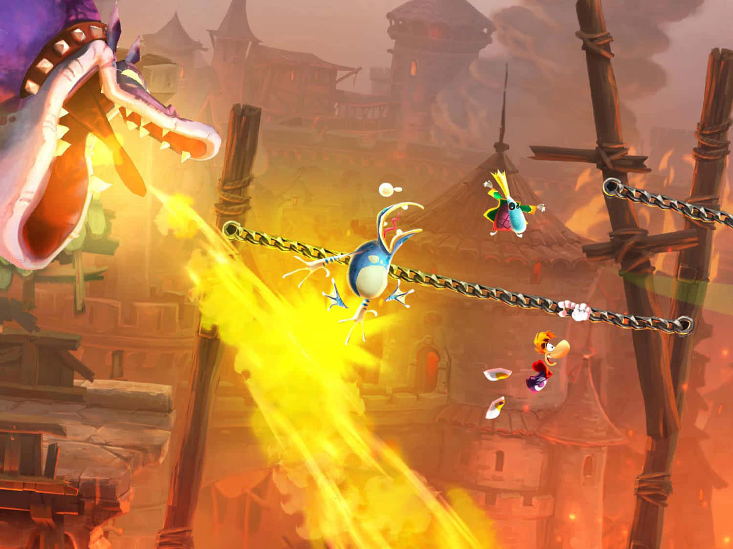 Old Video Game Fire Breathing Background