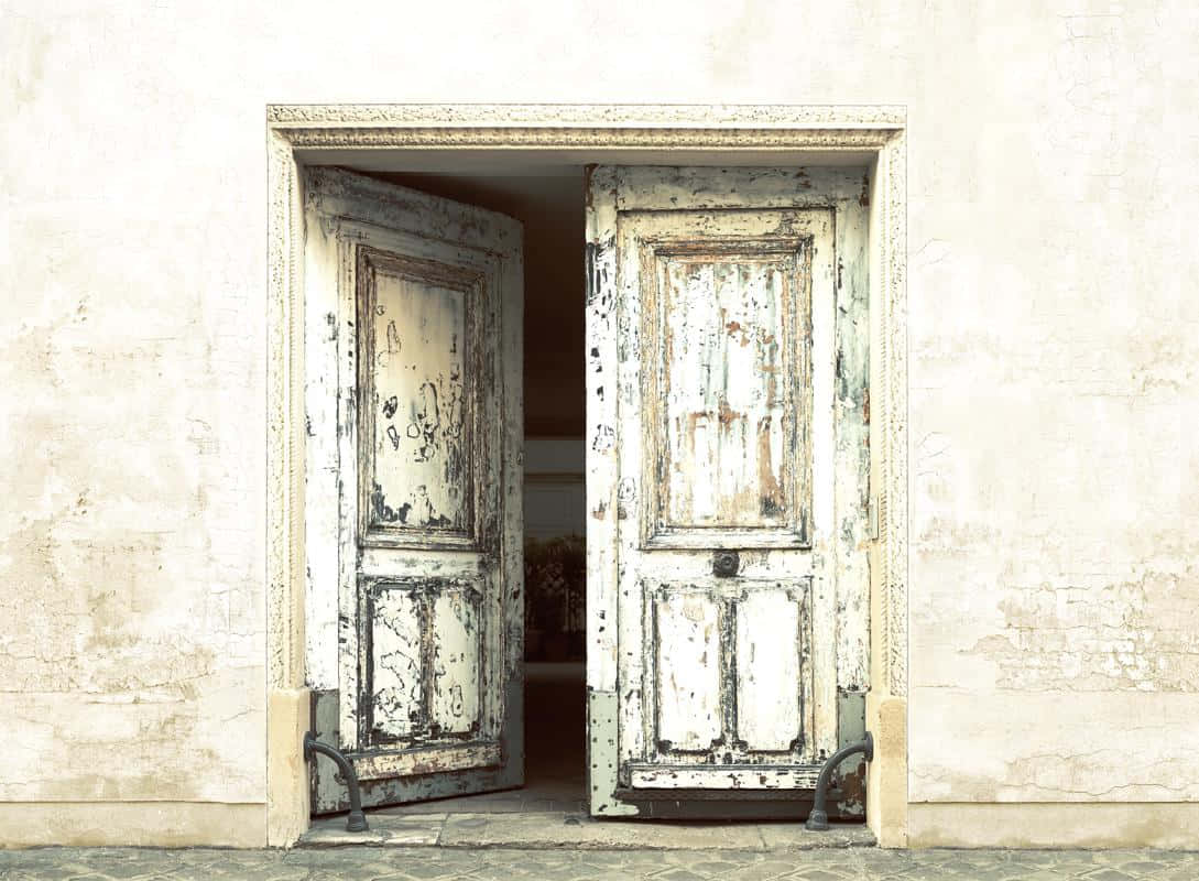 Old White Open Door Background