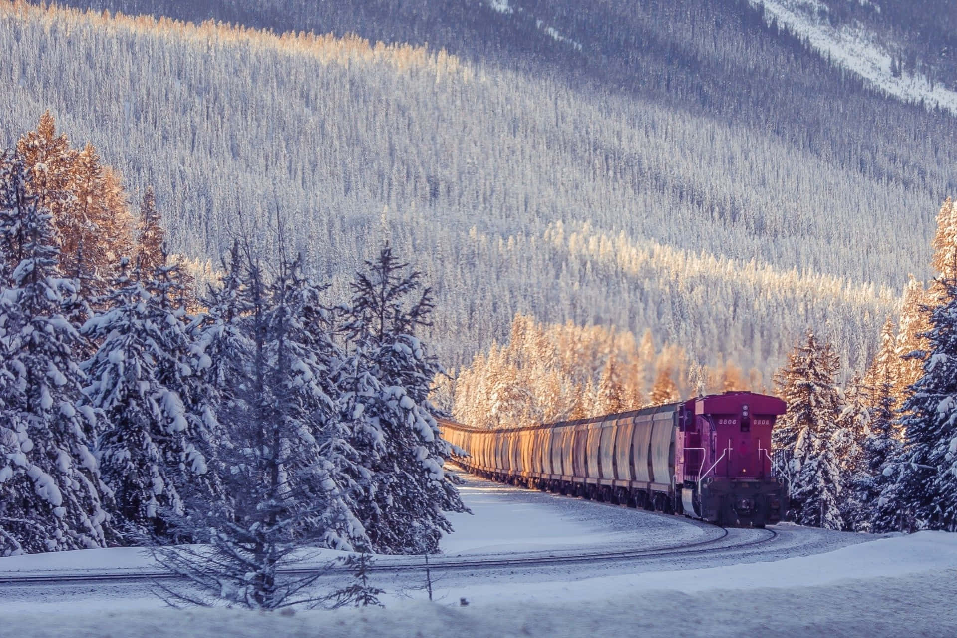 Old Winter Train Railway Background