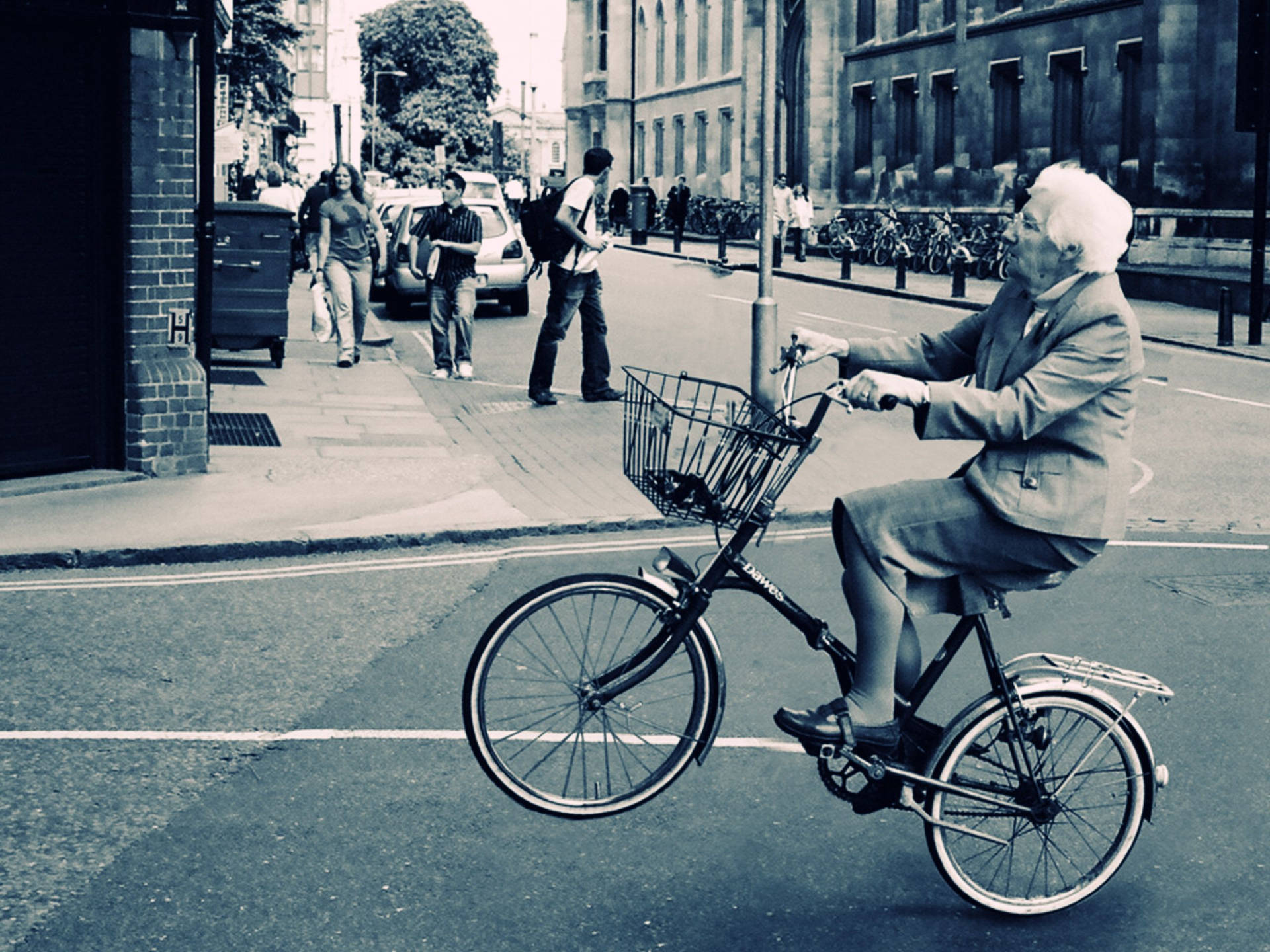 Old Woman Biking Background