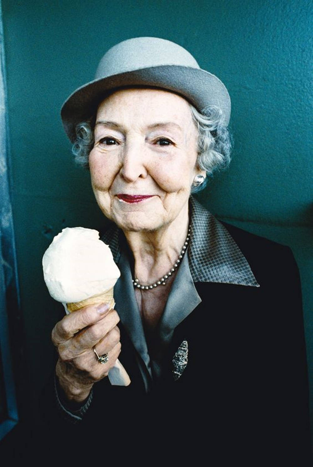 Old Woman Eating Ice-cream Background