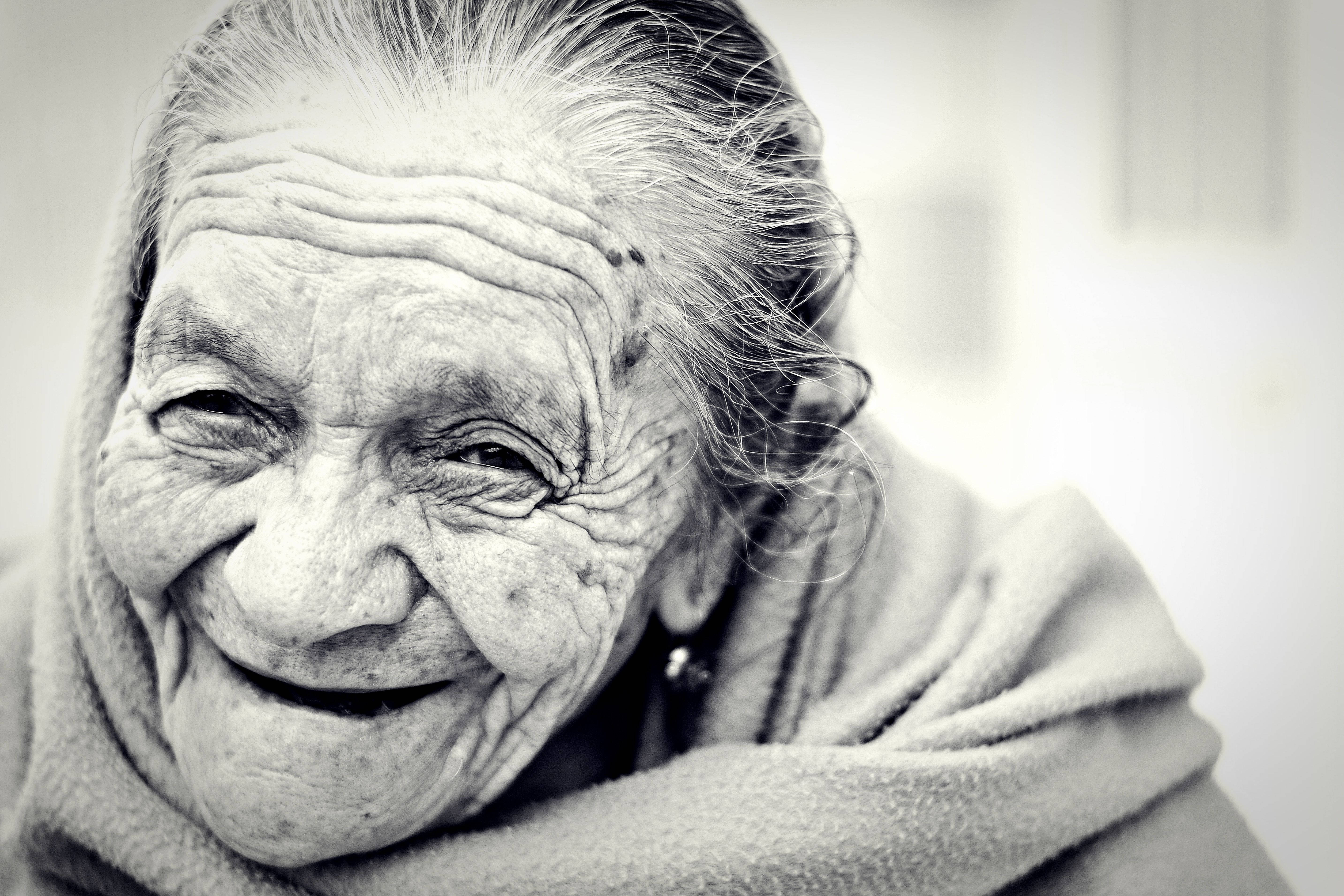 Old Woman Genuine Smile