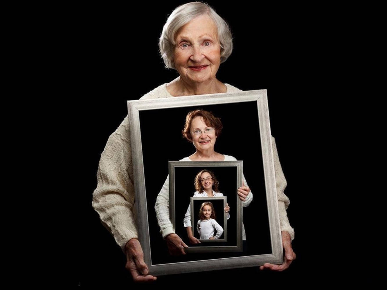 Old Woman With A Frame Background