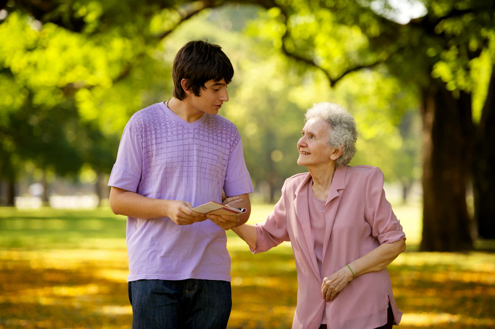 Old Young In Park Background