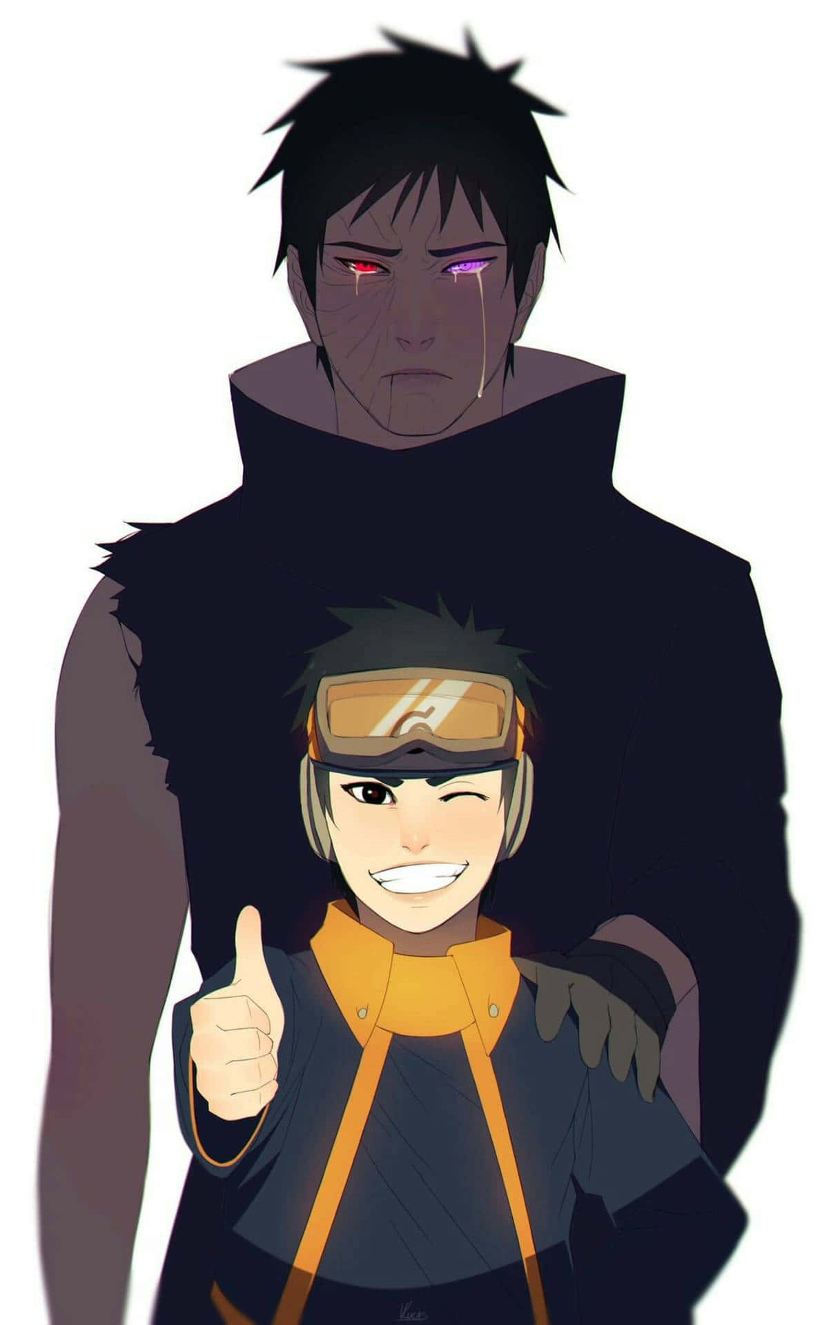 Old Young Smiling And Crying Obito Background