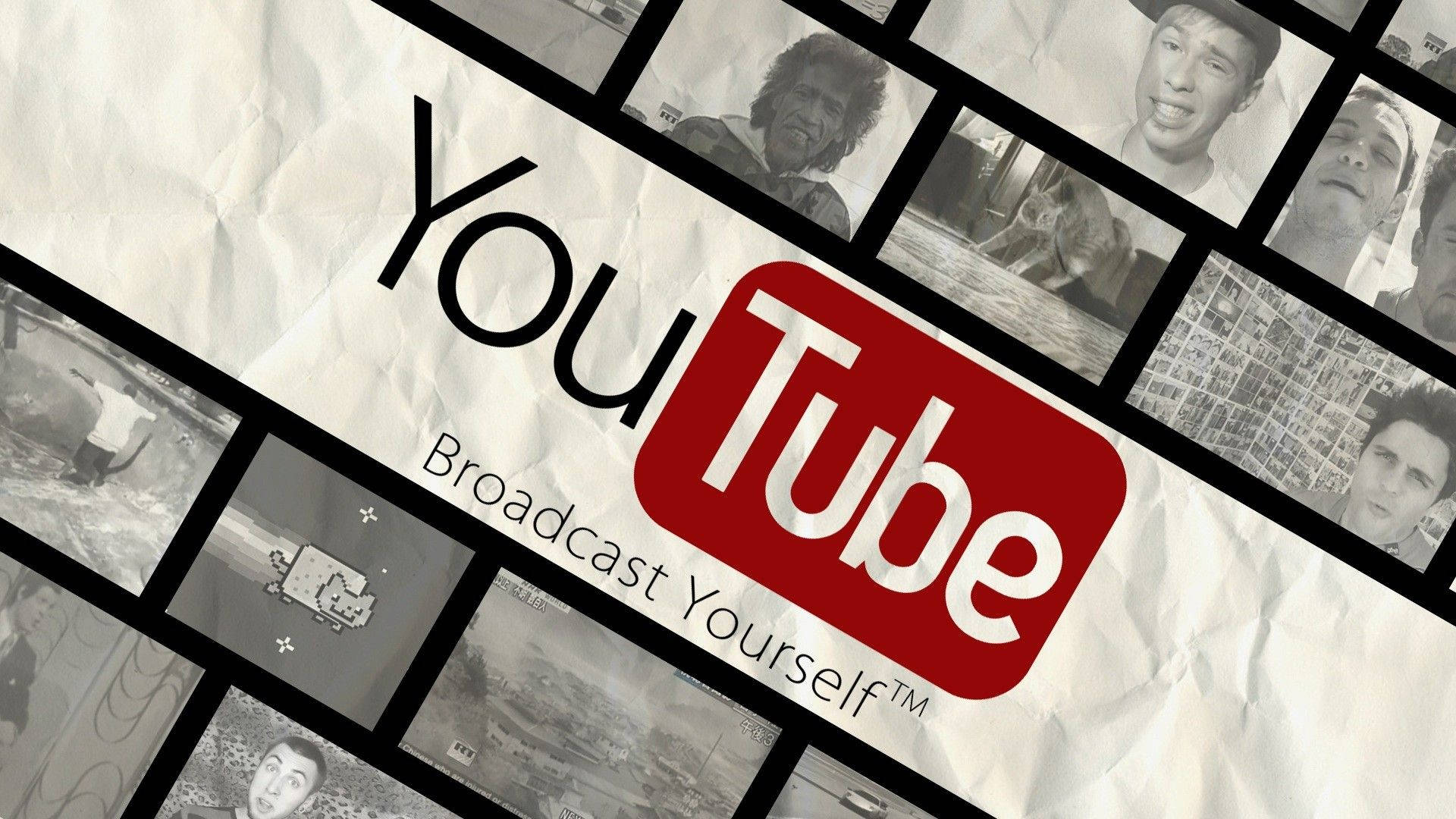 Old Youtube Logo With Tagline Background