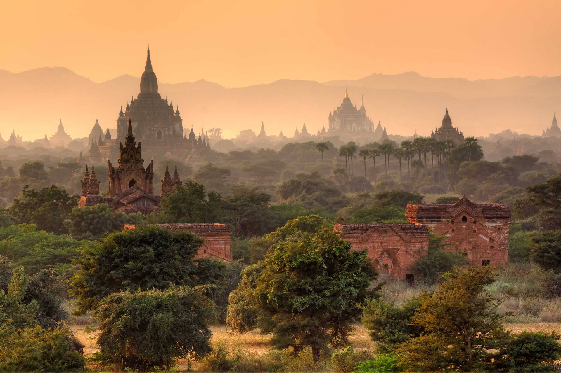 Oldest Pagodas From Burma Background