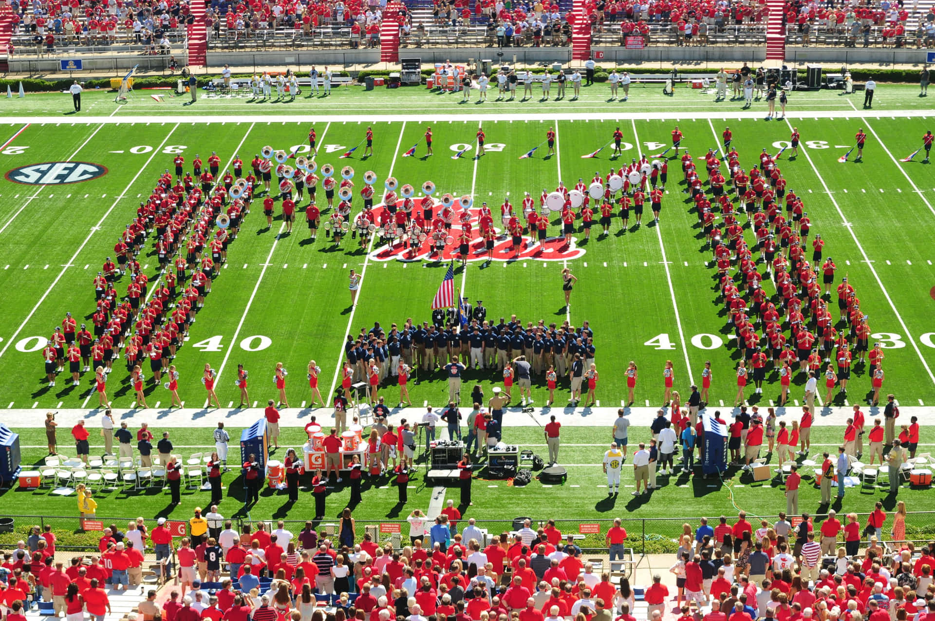 Ole Miss Football Field People Gathered Background