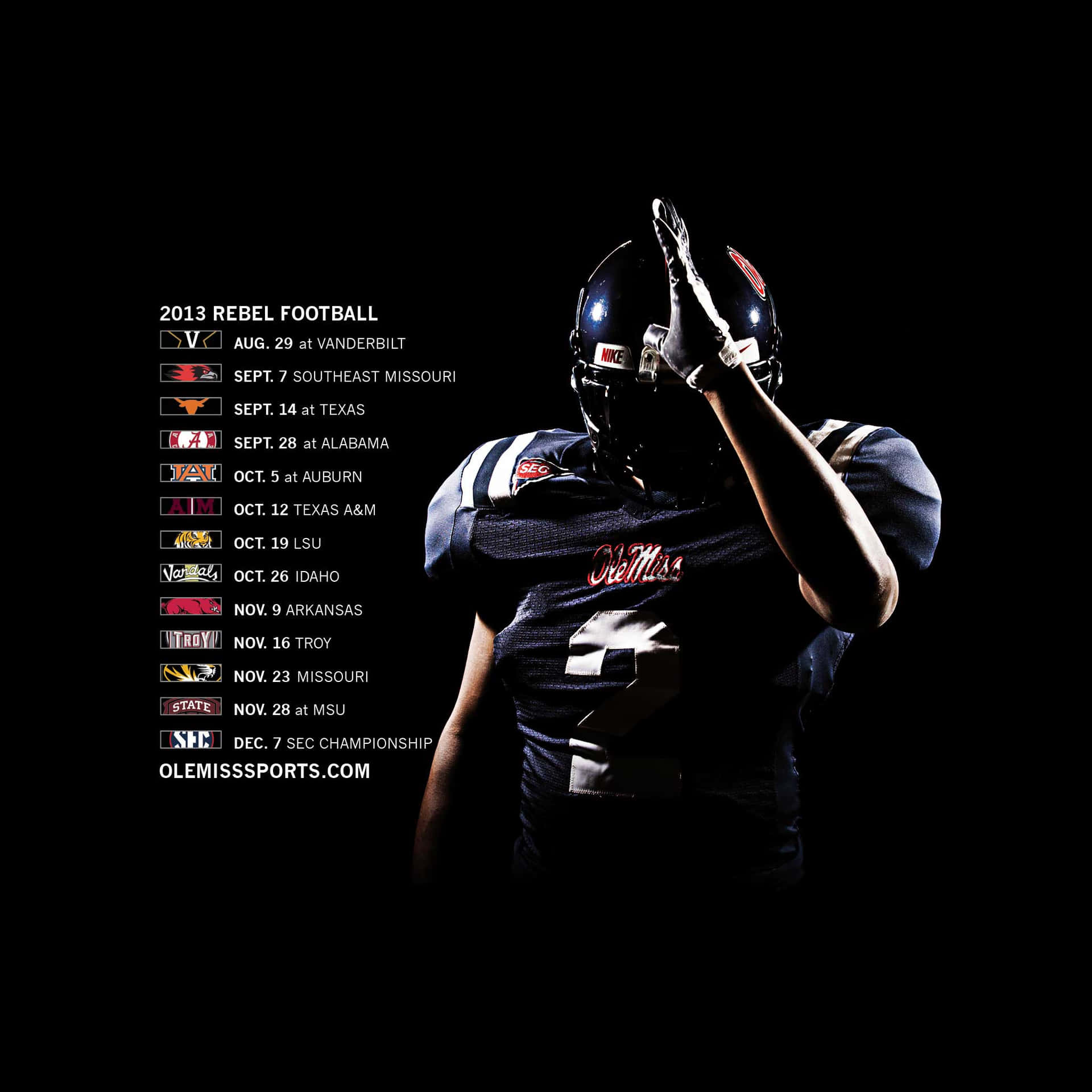 Ole Miss Football Match Schedule Background