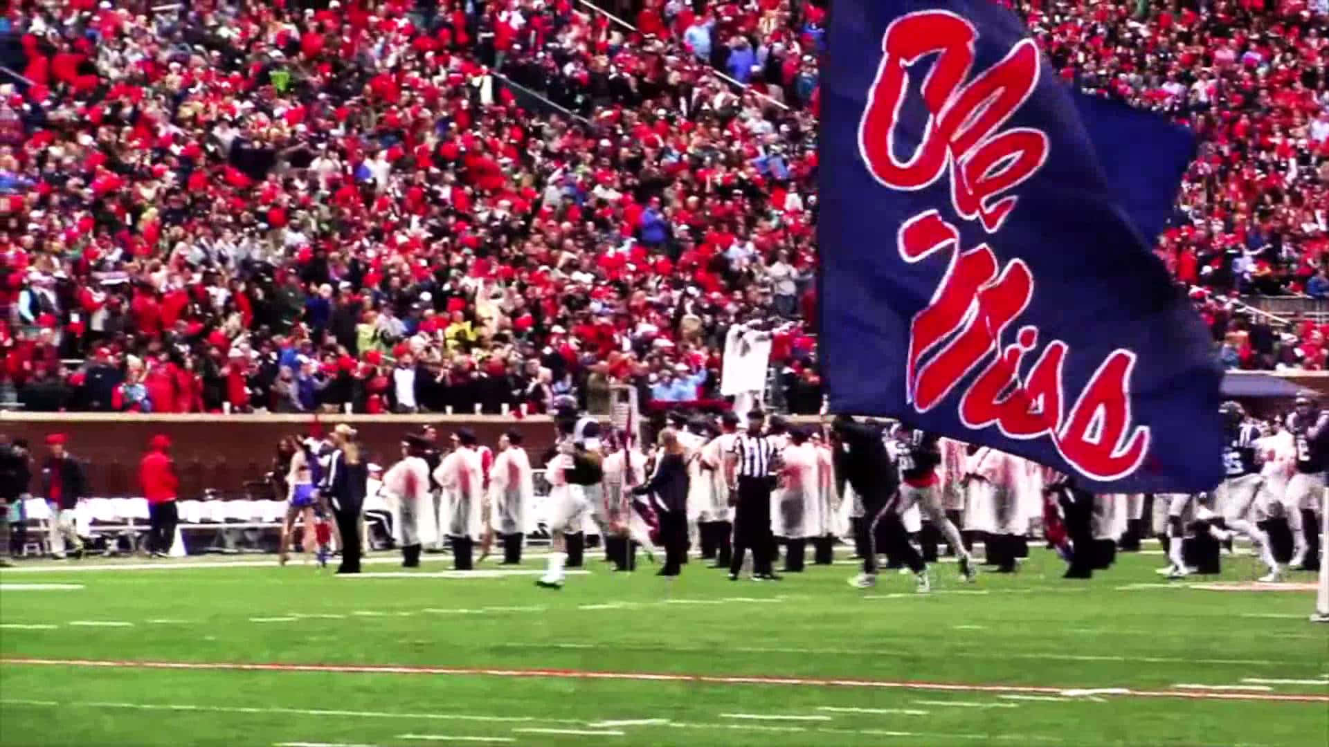 Ole Miss Football Team Flag Background