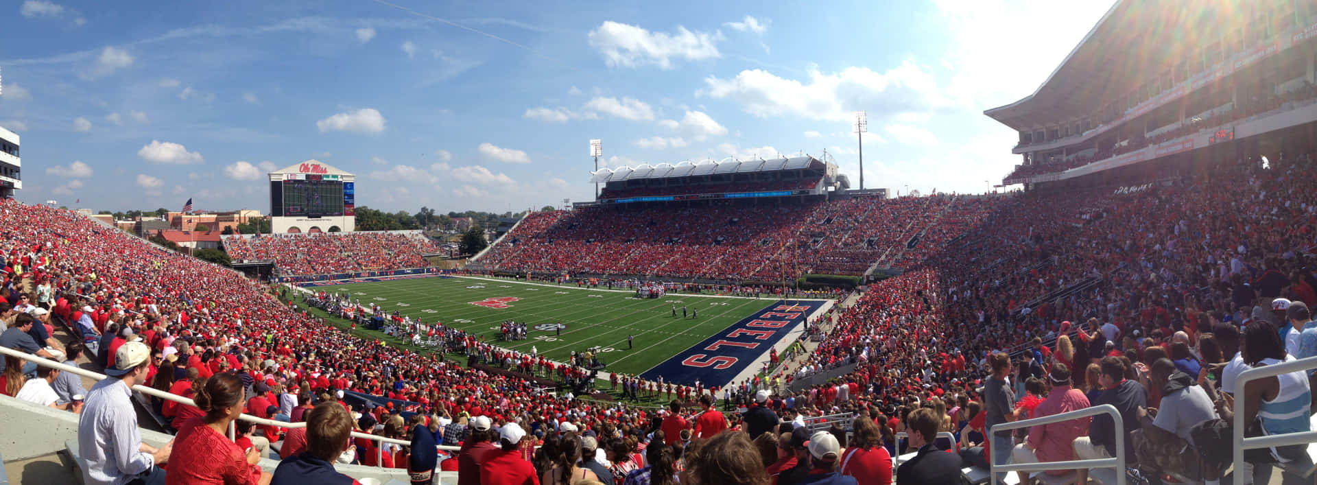 Ole Miss Panoramic Shot Football Stadium Background