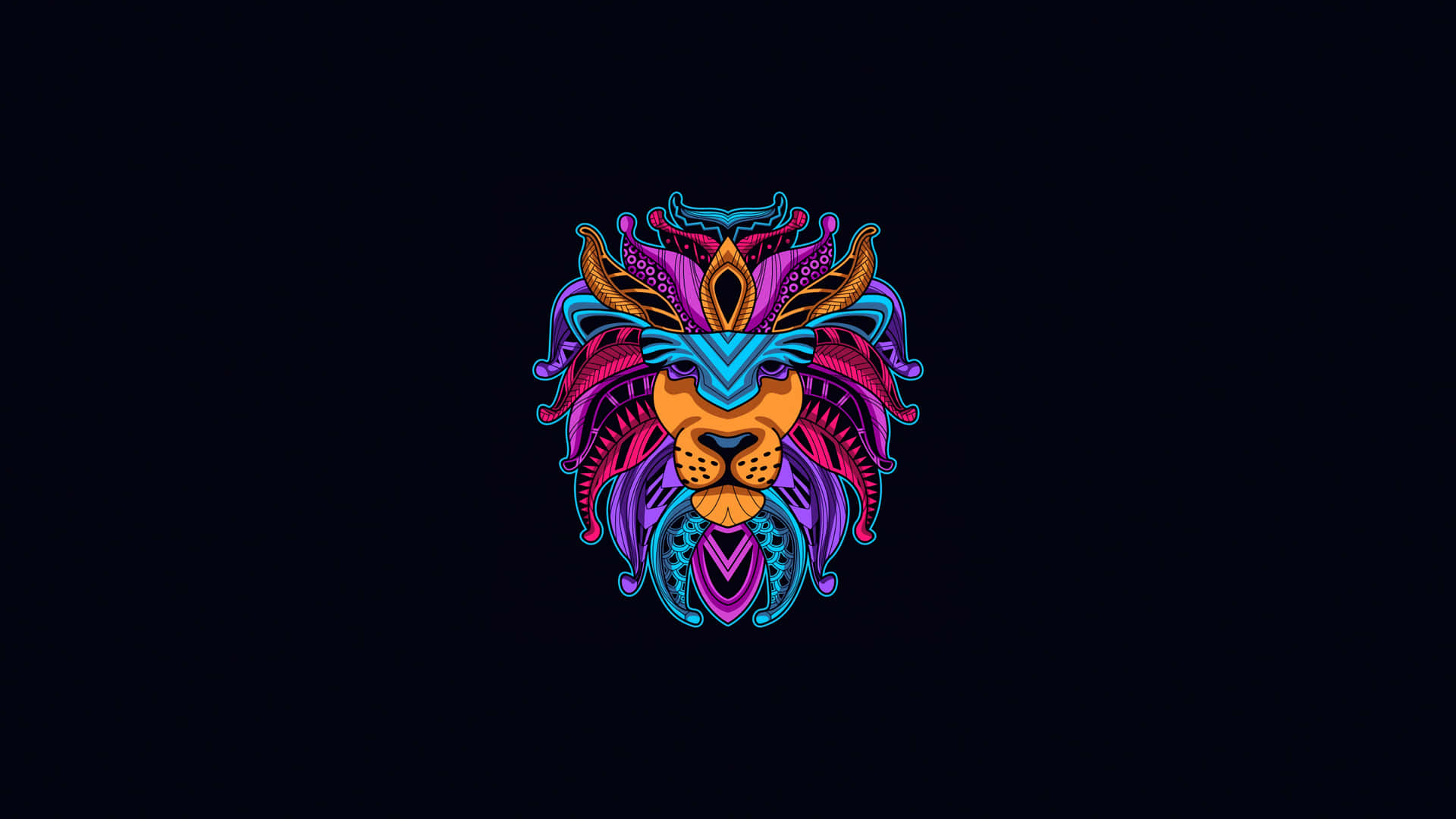 Oled Monitor Lion Head With Tribal Designs Background