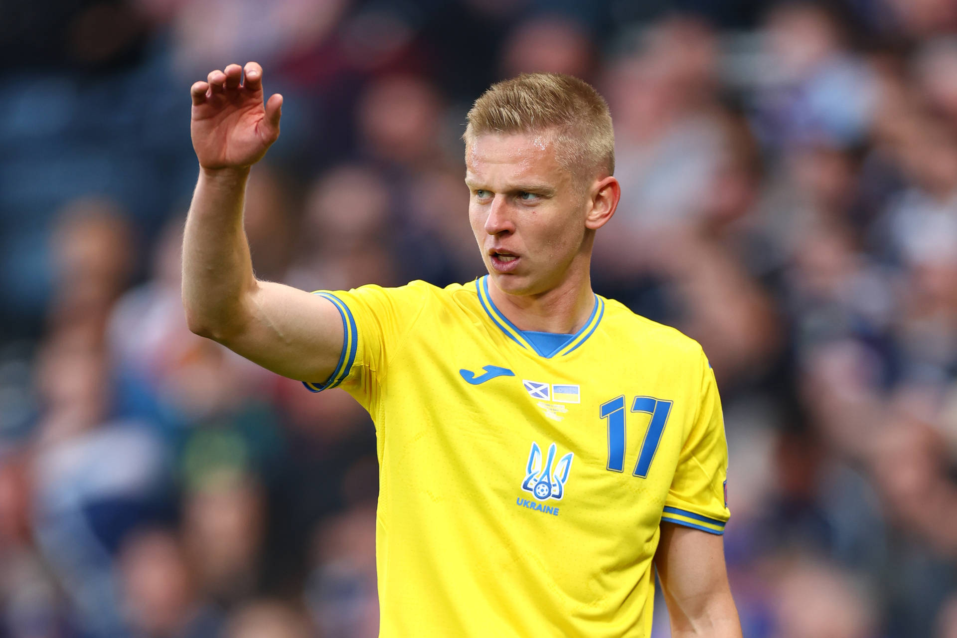 Oleksandr Zinchenko Hand Up Background