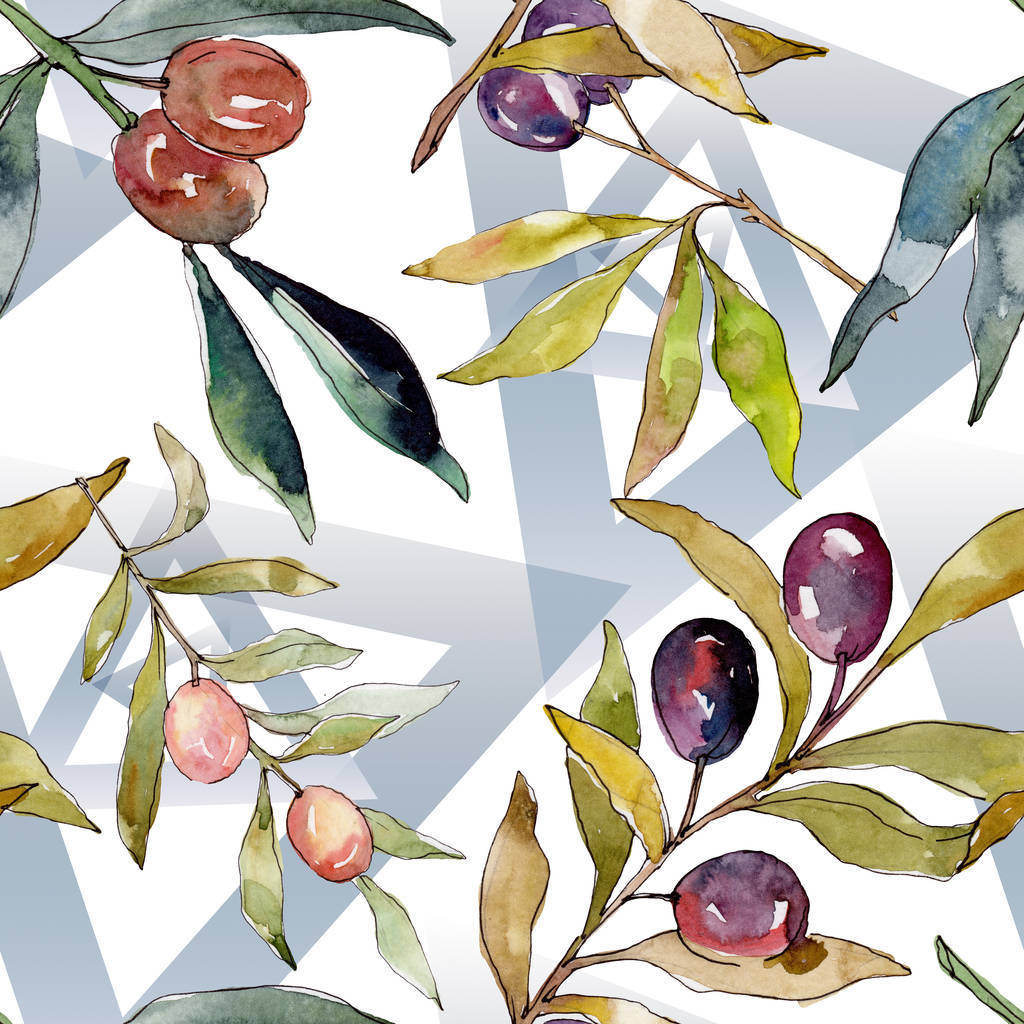 Olive Branch With Purplish Fruit Background