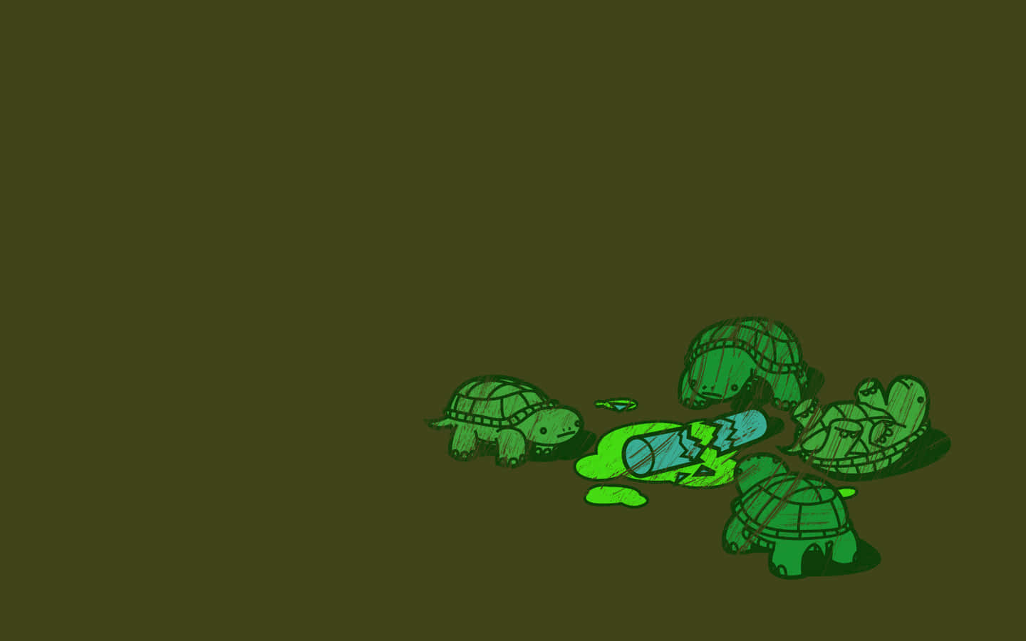 Olive Greenaesthetic Desktop Turtles