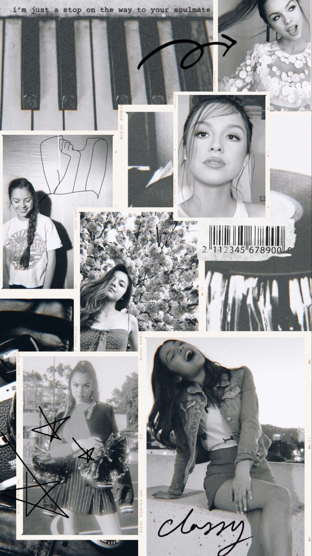 Olivia Rodrigo Aesthetic Black And White Background