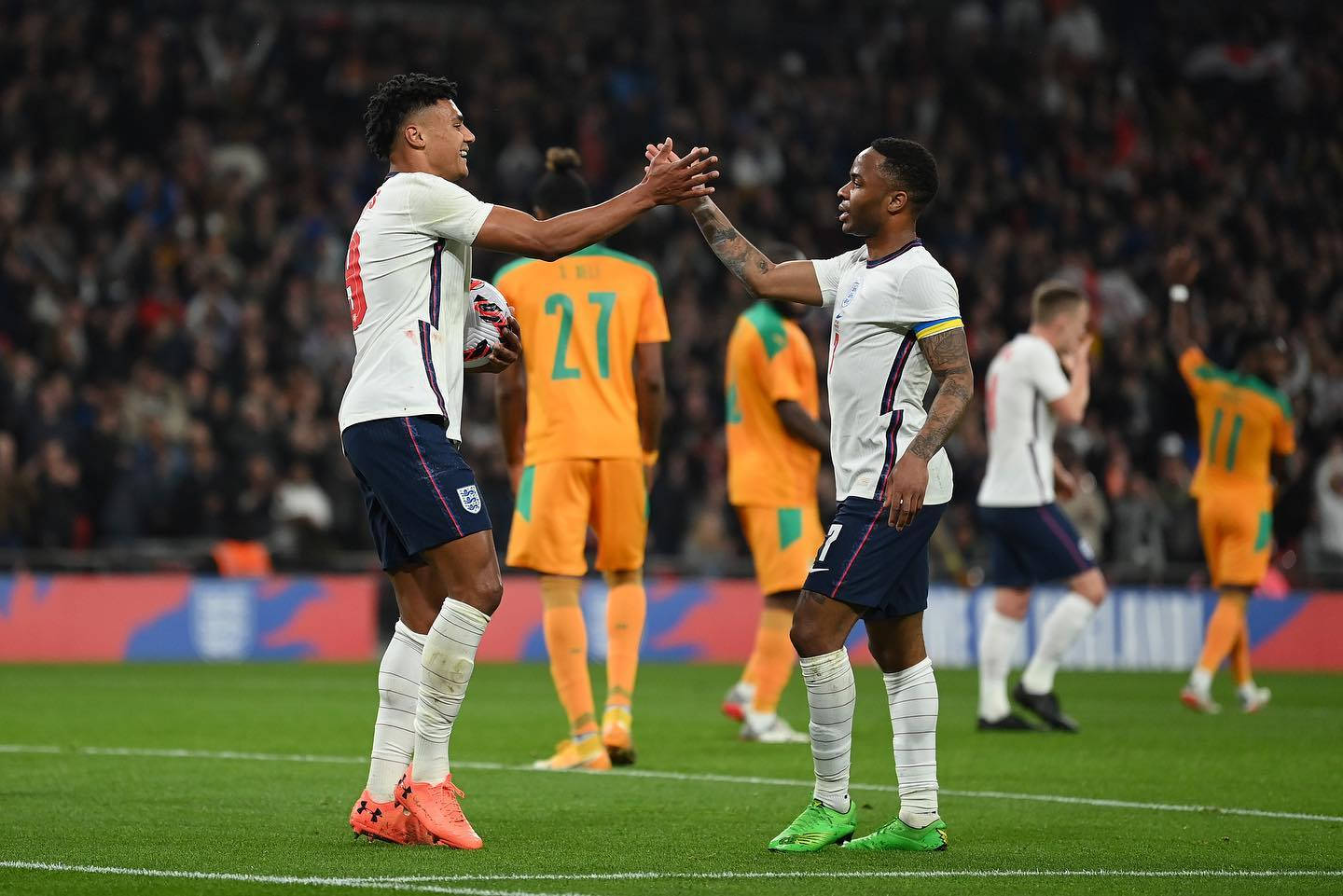 Ollie Watkins High Five With Teammate